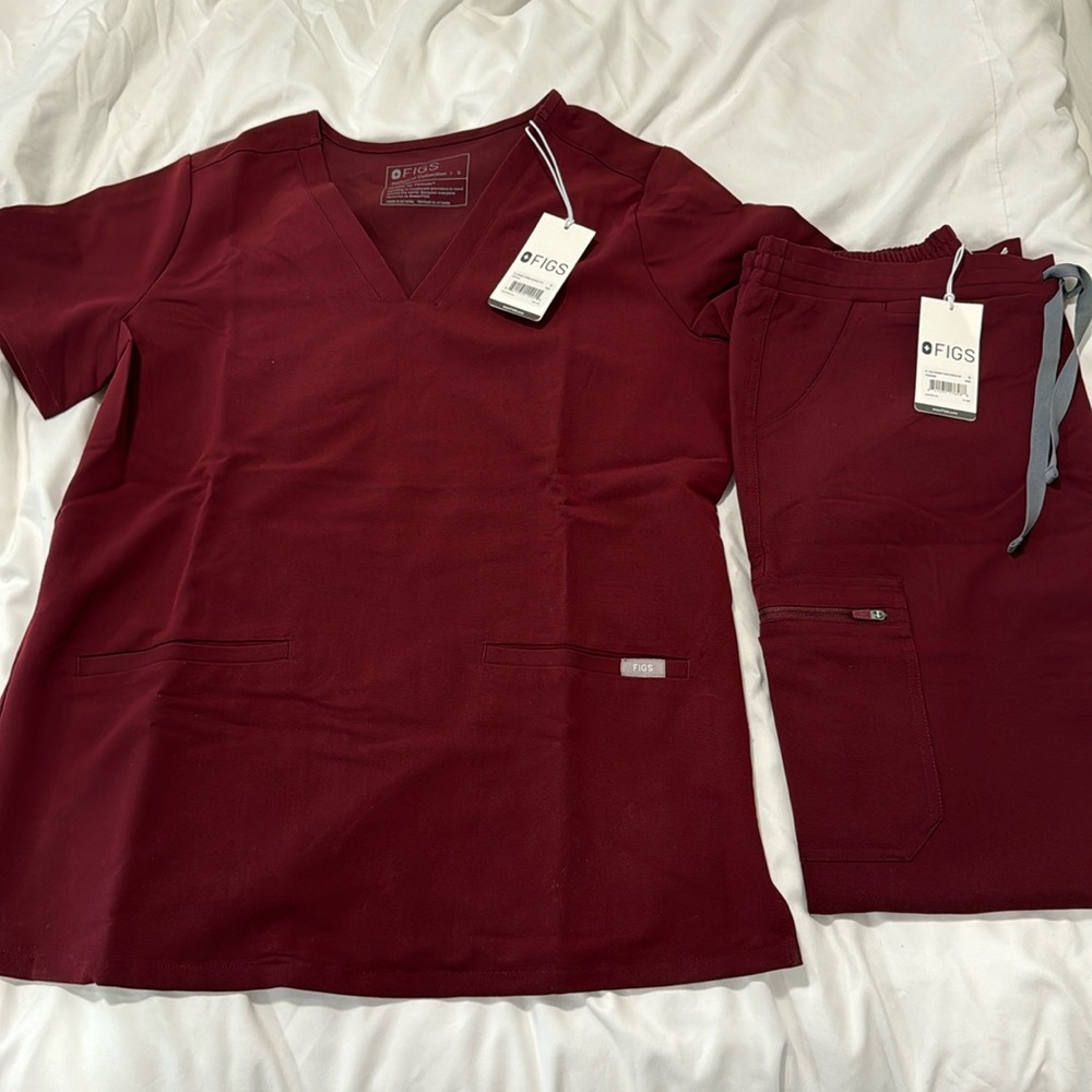 Maroon womens figs scrub set